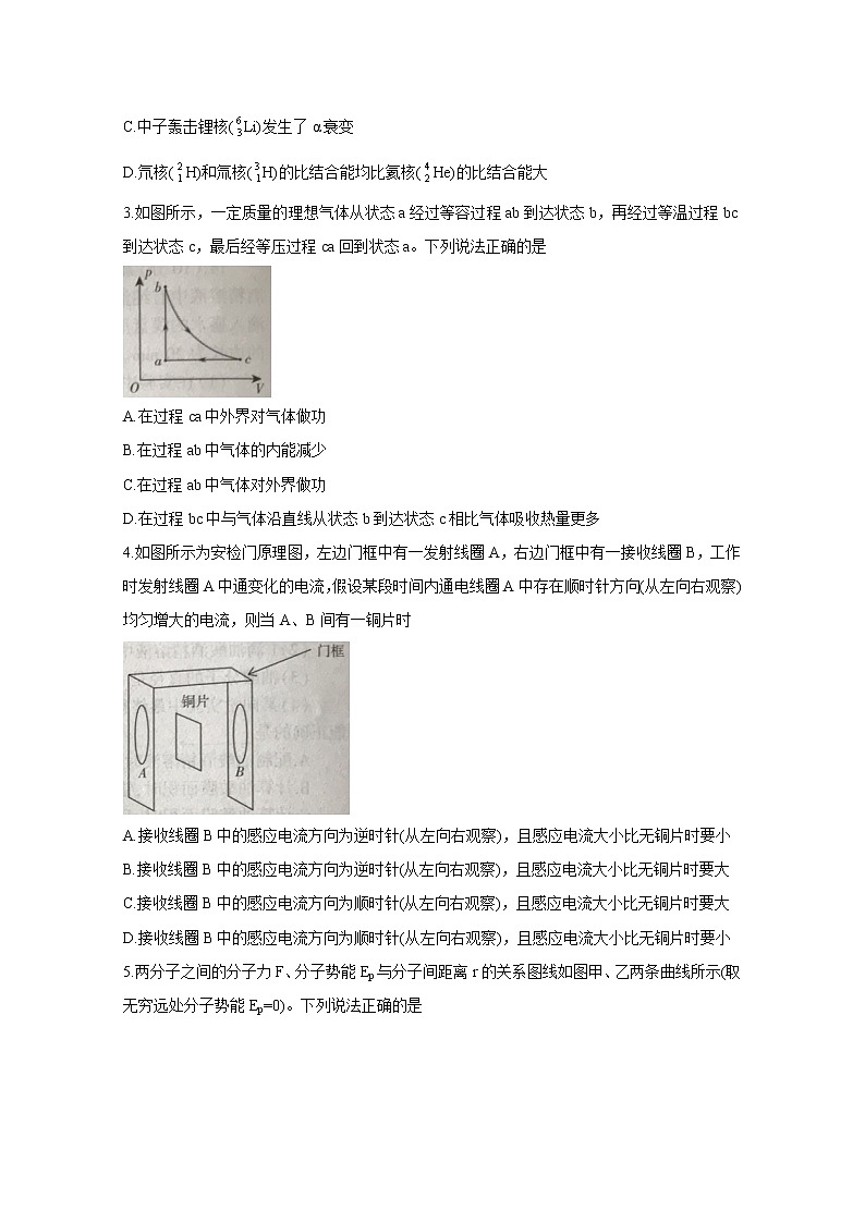 2020-2021学年山东省临沂市高二下学期期末学科素养水平检测 物理 Word版02
