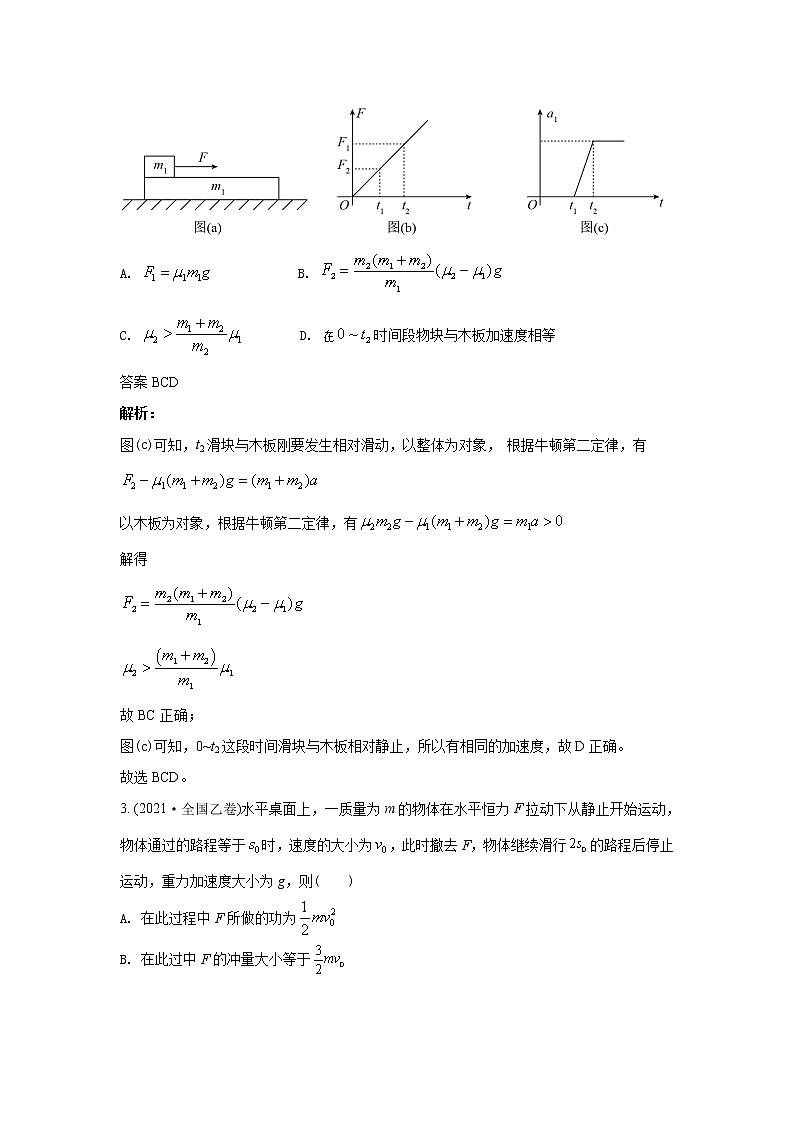 2021年高考真题和模拟题分类汇编  物理 专题04 牛顿运动定律的应用 教师版第2页
