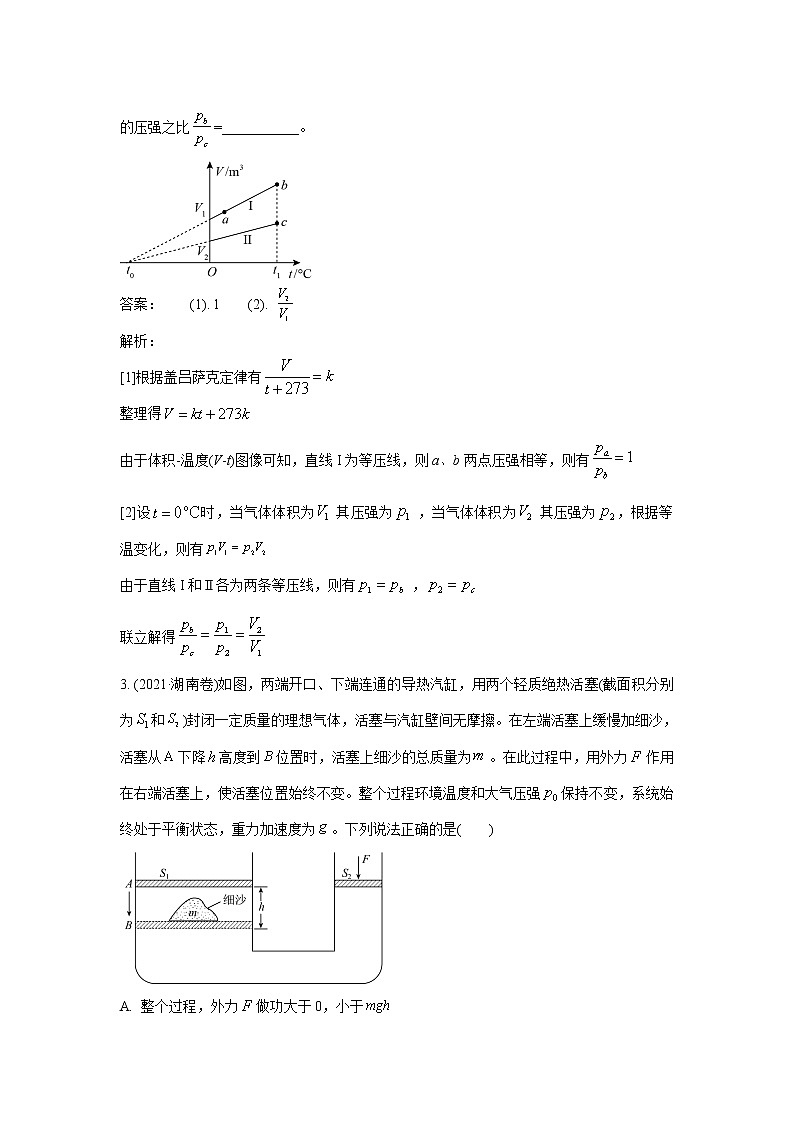2021年高考物理真题及模拟题分类汇编专题15 热学（学生版+教师版）02