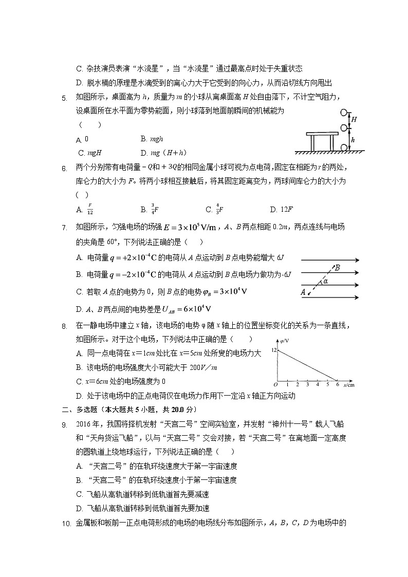 2020-2021学年黑龙江省大庆中学高二上学期开学考试物理试题 word版02