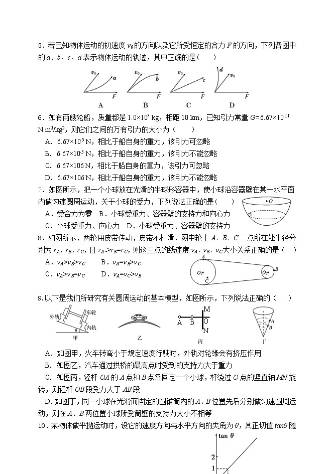 2020-2021学年北京市延庆区高一下学期期中考试物理试题02