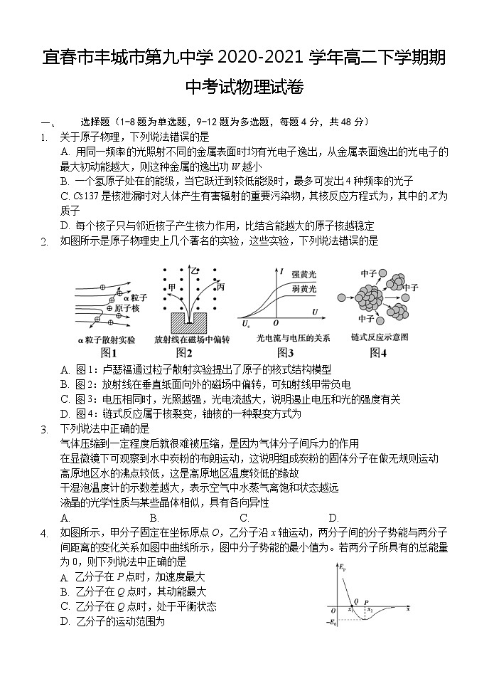 2020-2021学年江西省宜春市丰城市第九中学高二下学期期中考试物理试题 Word版01