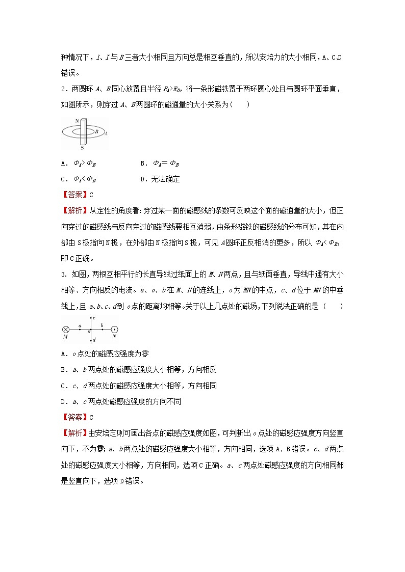 新高考2021届高考物理小题必练20磁场及其对电流的作用03