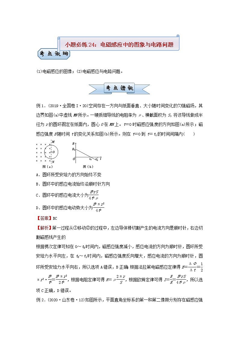 新高考2021届高考物理小题必练24电磁感应中的图象与电路问题第1页