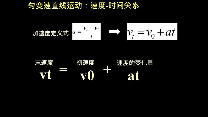 人教版（2019）高中物理必修第一册第二单元第二节匀变速直线运动的速度与时间的关系 课件07