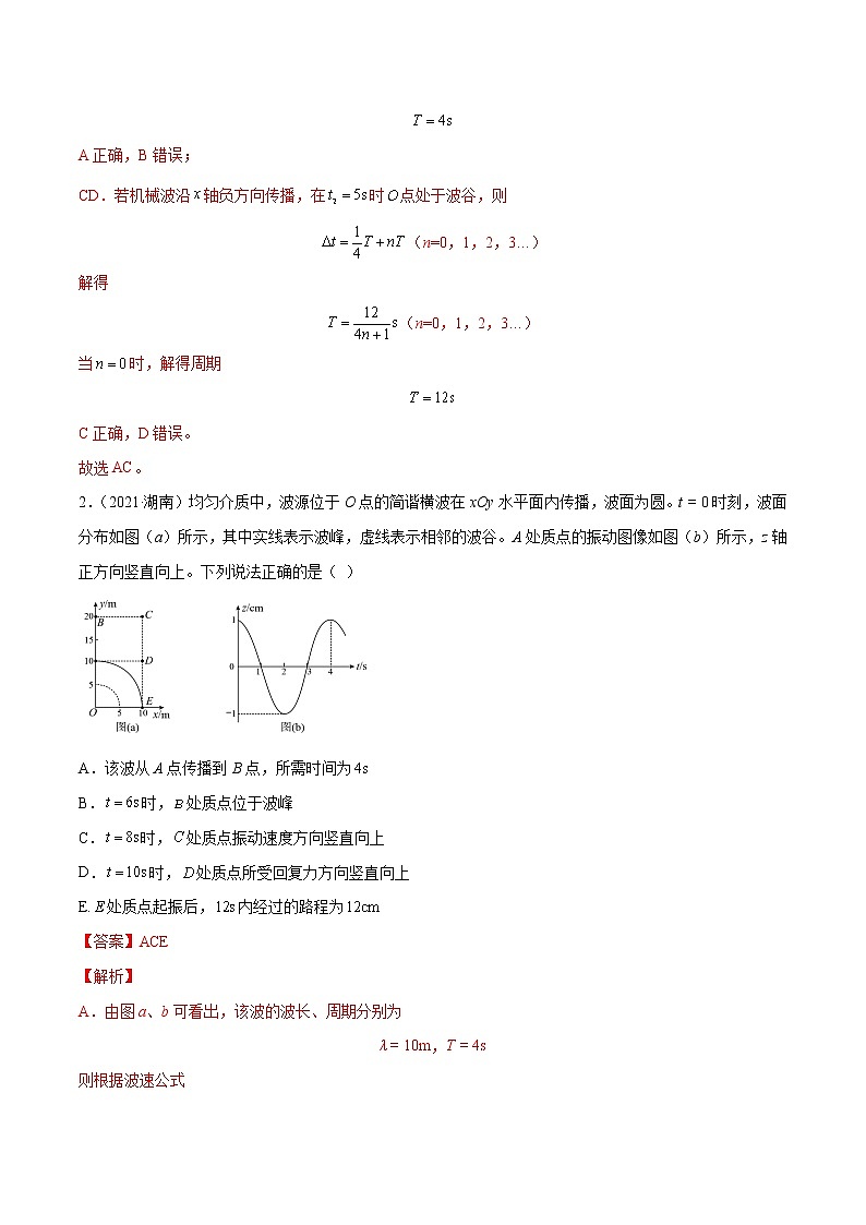 专题17机械振动机械波-三年（2019-2021）高考物理真题分项汇编（解析版）02