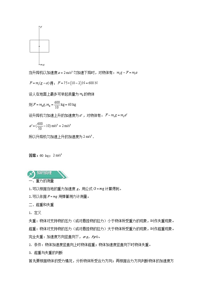 2021年高中物理新人教版必修第一册 第四章 第六节超重和失重 学案第3页