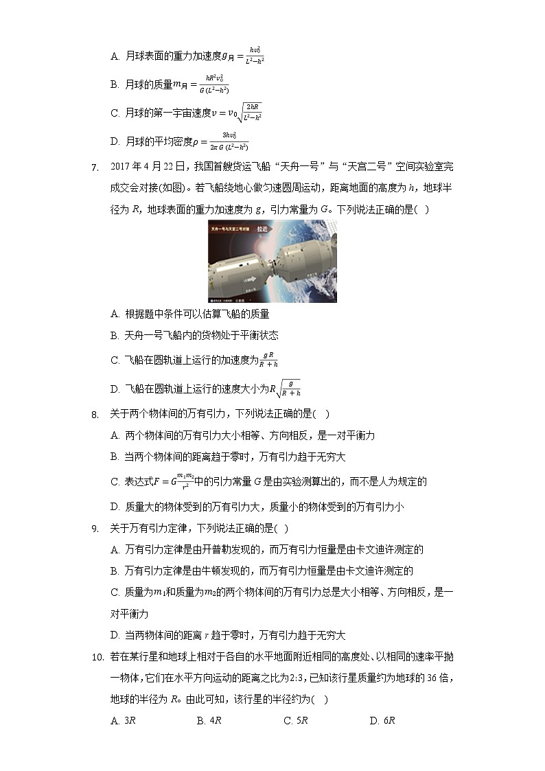 7.2万有引力定律同步练习-高中物理人教版（2019)必修二第2页