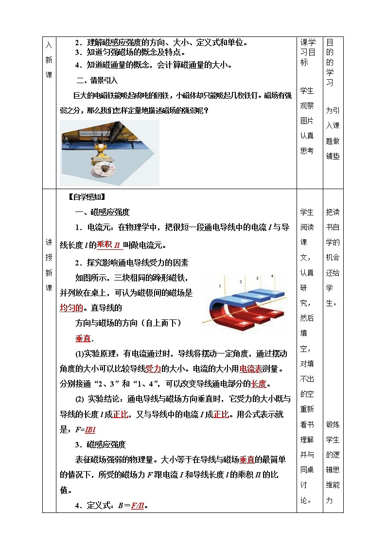 13.2《磁感应强度 磁通量 》教学设计-2020-2021学年人教版（2019）高中物理必修第三册第2页