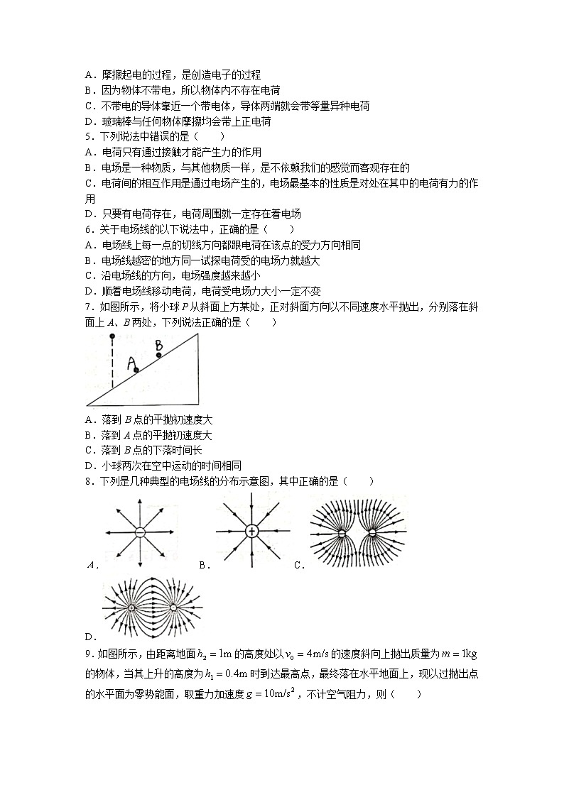 2021-2022学年四川省绵阳市南山中学高二上学期入学考试物理试题 word版02