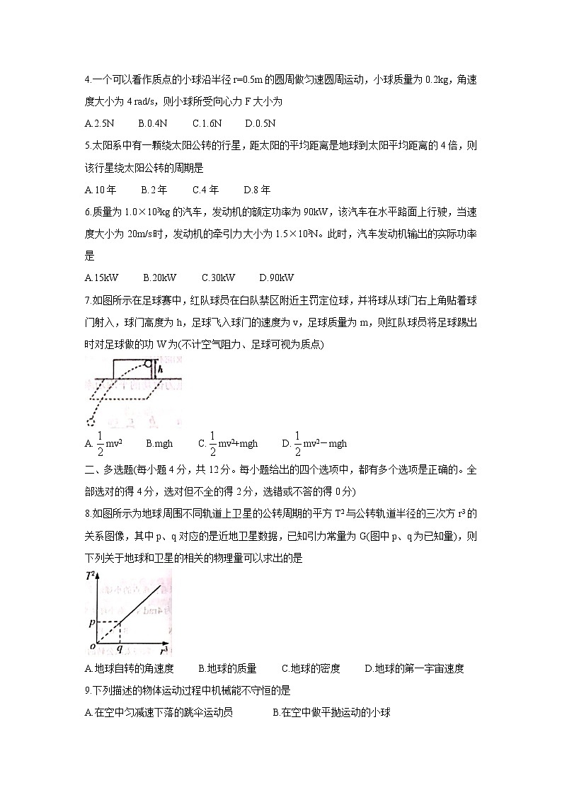 2020-2021学年天津市东丽区高一下学期期末考试 物理练习题02