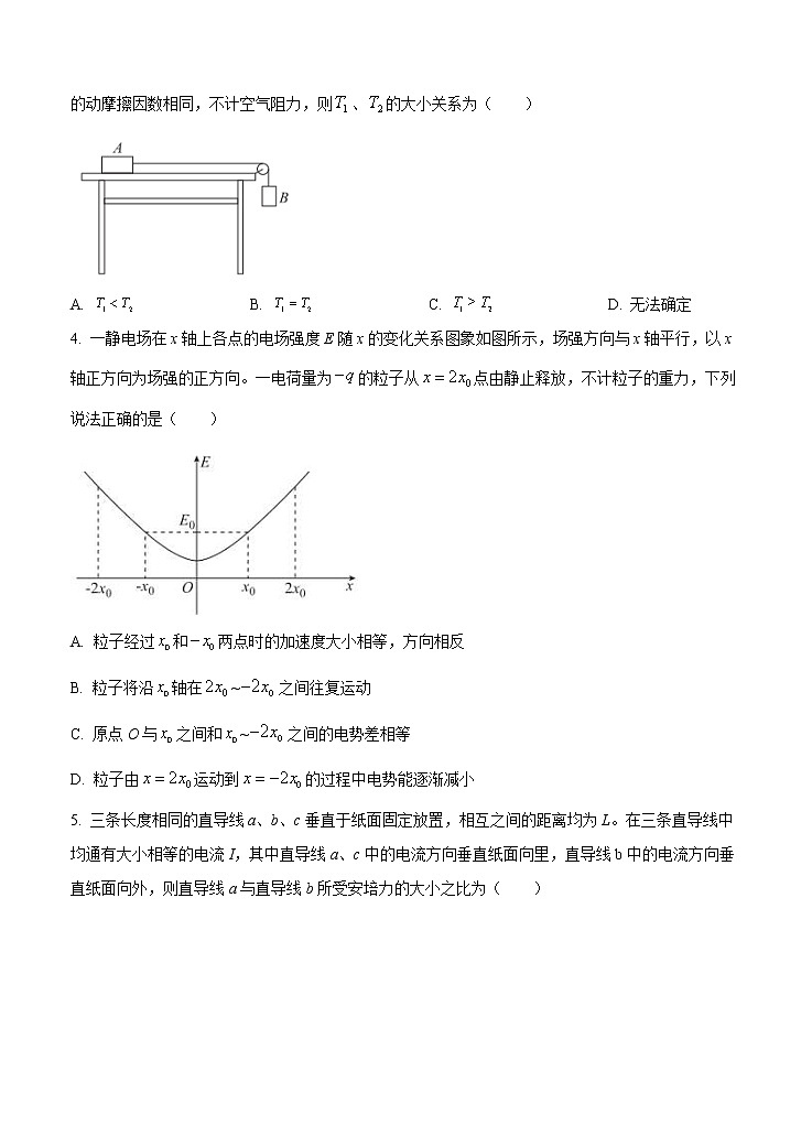 河南省2022届高三上学期8月摸底联考 物理 (含答案)练习题02