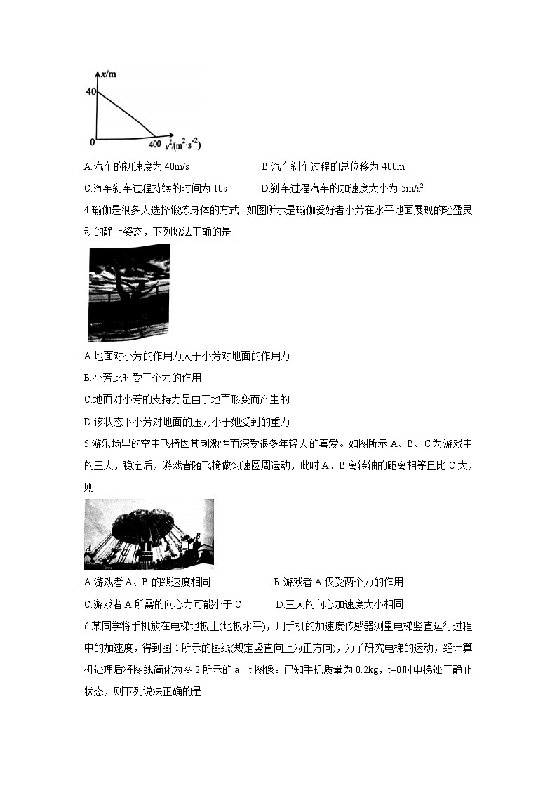 2022届浙江省名校协作体高三上学期开学联考 物理练习题02