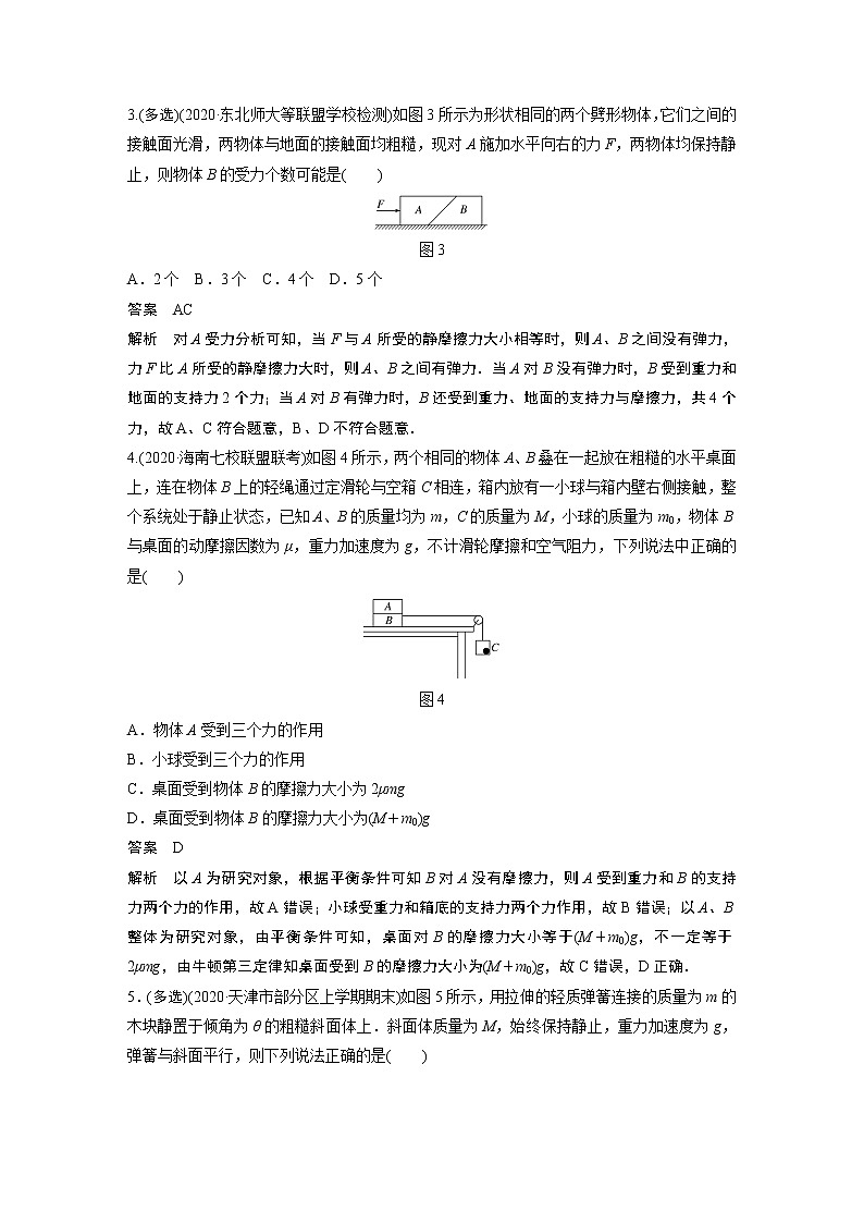 2022届一轮复习专题练习9　受力分析与整体法和隔离法（解析版）02