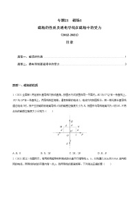 2012-2021十年物理高考真题分类汇编【专题】21 磁场1 磁场的性质及通电导线在磁场中的受力（解析版+原卷版）