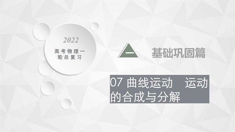 22届高中物理一轮总复习 07　曲线运动　运动的合成与分解（新高考）课件PPT第1页