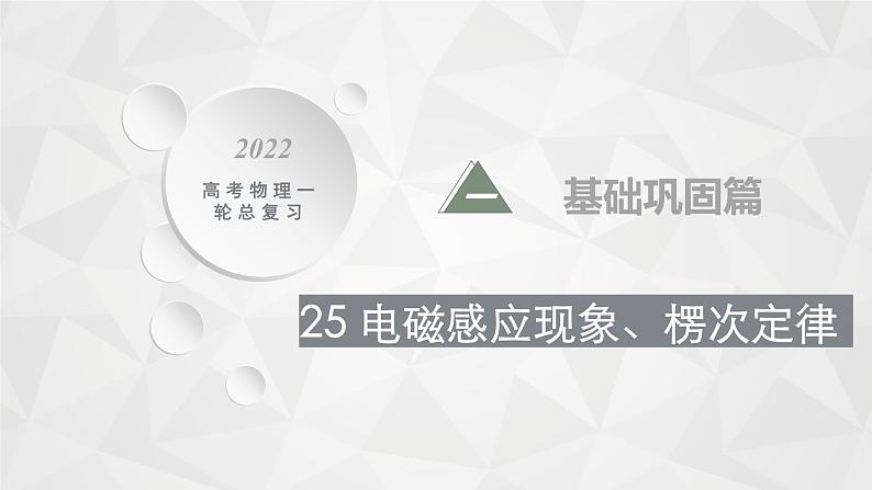 22届高中物理一轮总复习 25　电磁感应现象　楞次定律（新高考）课件PPT01