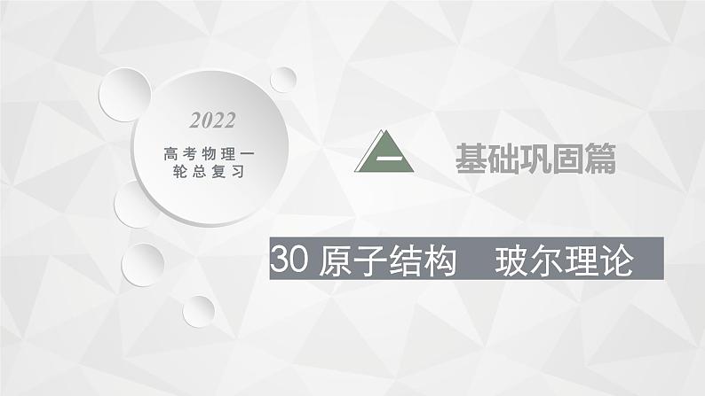 22届高中物理一轮总复习 30　原子结构　玻尔理论（新高考）课件PPT第1页