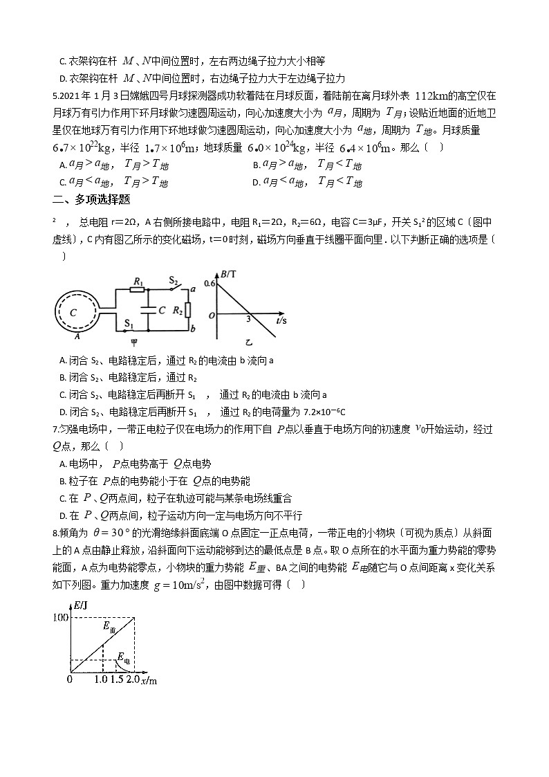 2021届四川省绵阳市高三下学期理综物理第二次诊断试卷含答案02