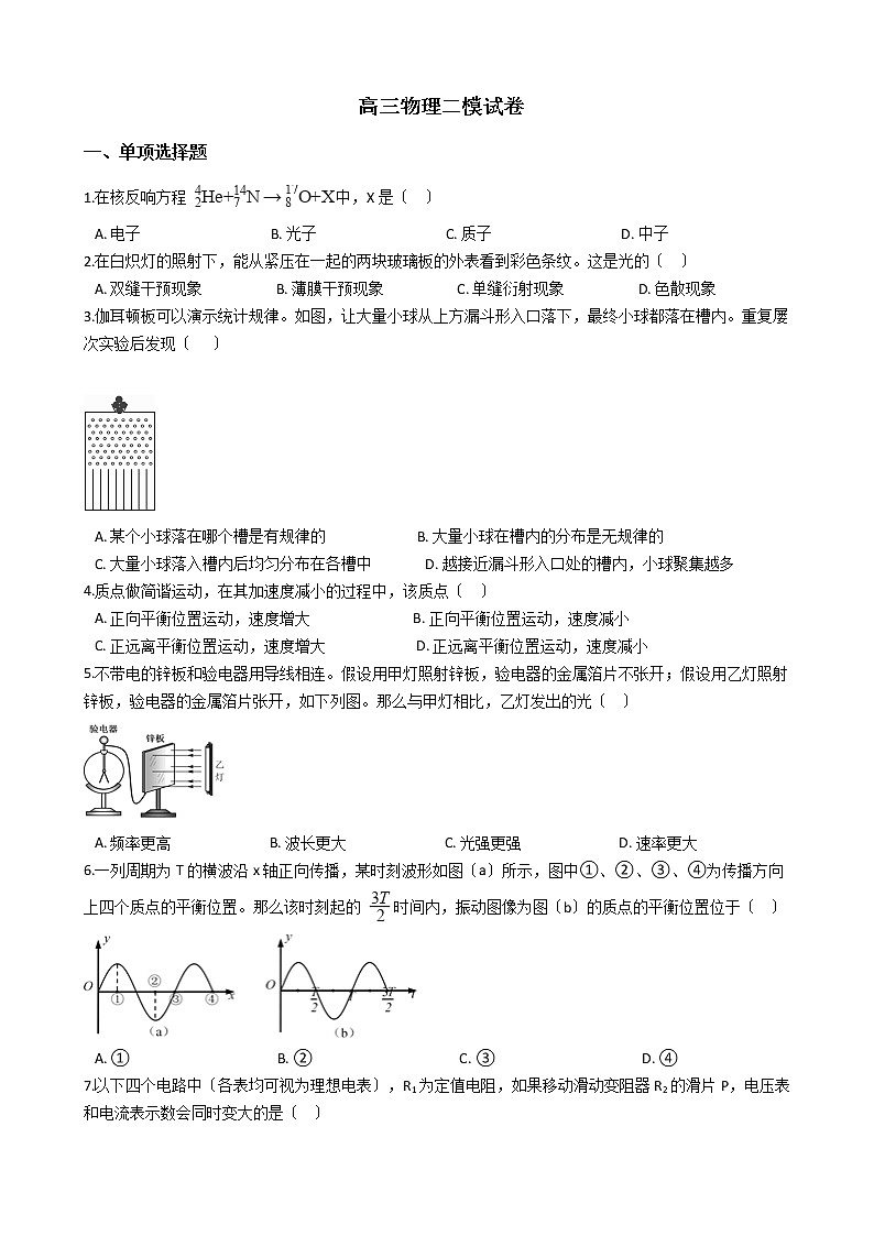 2021届上海市黄浦区高三物理二模试卷含答案01