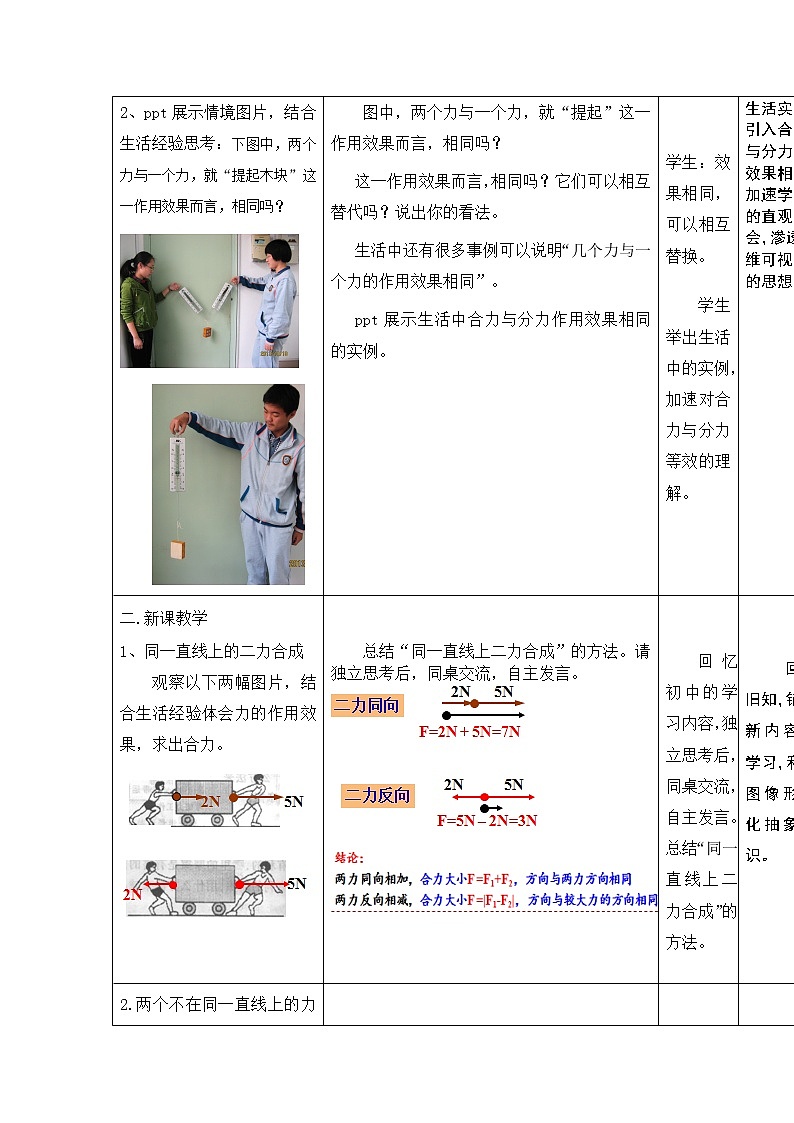 2021-2022学年高一物理鲁科版必修1教学教案：第五章+第1节+力的合成+Word版含解析03