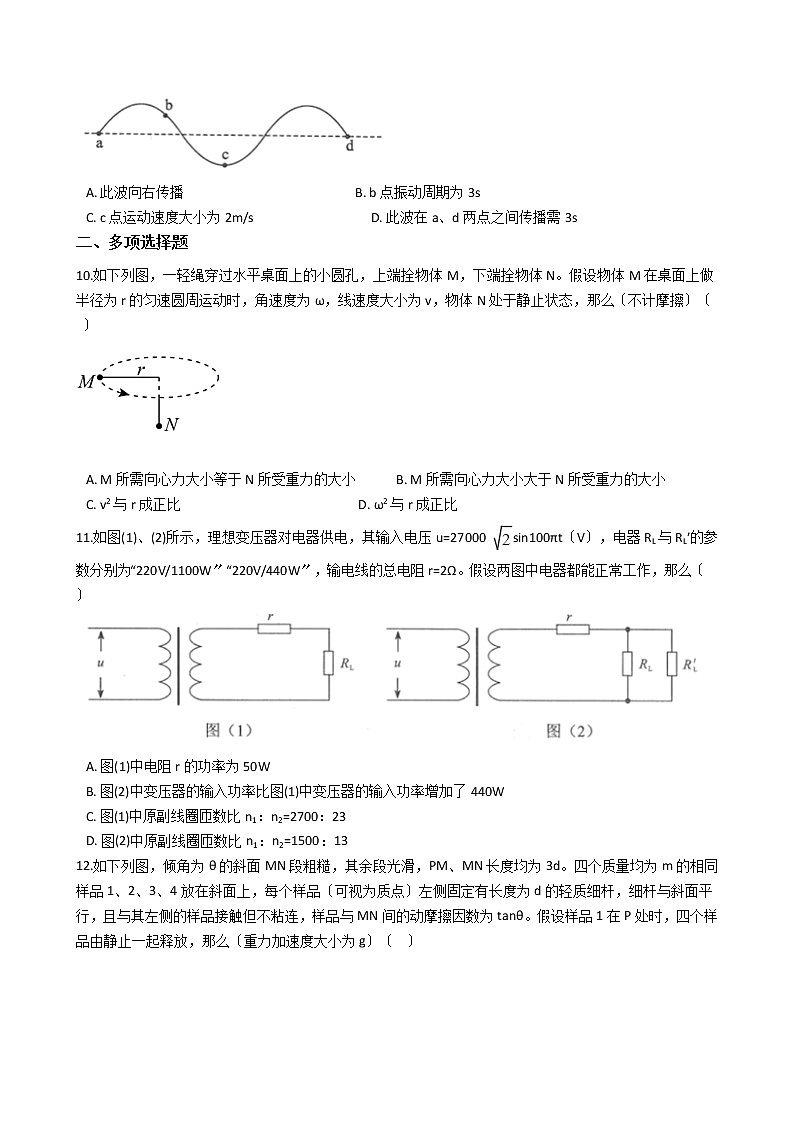 2021届重庆市普通高中物理学业水平选择性考试适应性测试试卷含答案第3页