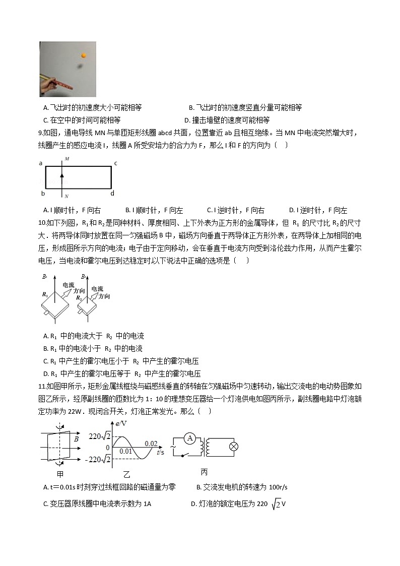 2021届浙江省超级全能生选考物理模拟试卷（C卷）（3月份）含答案03