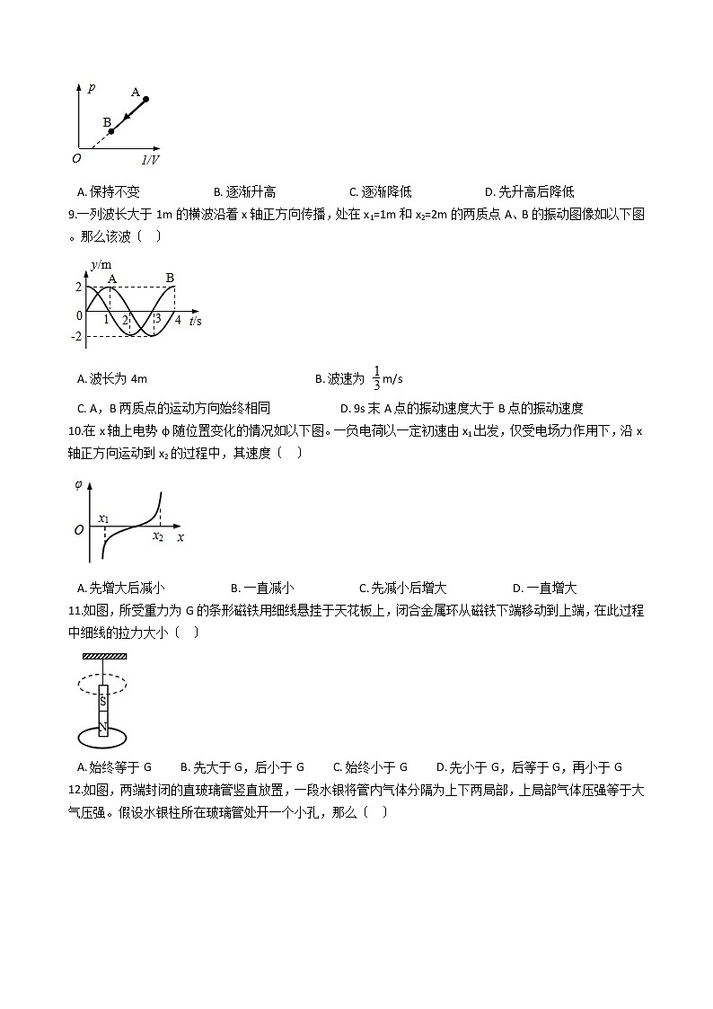 2021届上海市金山区高三下学期物理二模试卷含答案02