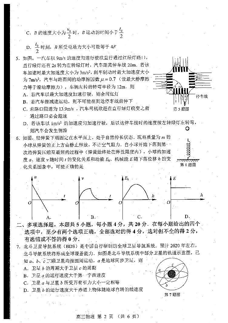 2019届江苏省南通市通州区高三上学期期中学业质量监测物理试题 PDF版02