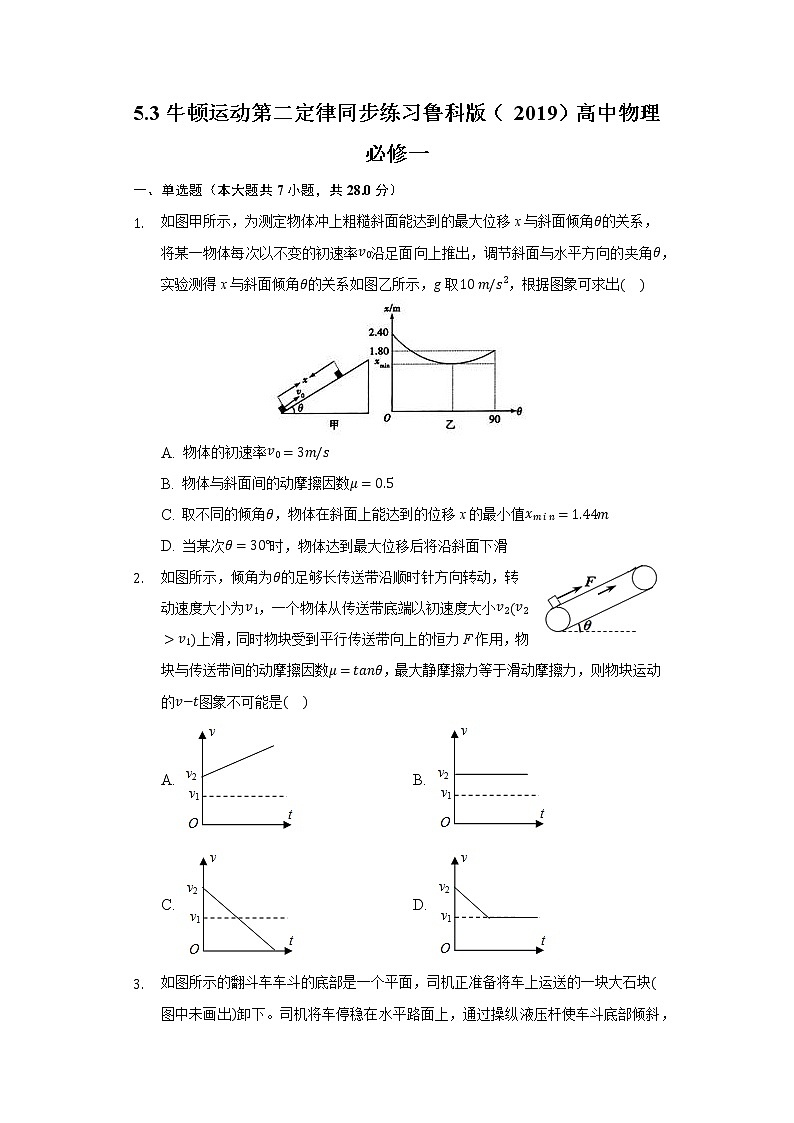 5.3牛顿运动第二定律 同步练习鲁科版（2019）高中物理必修一01