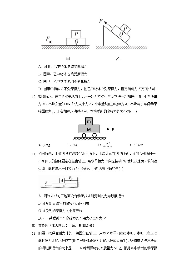 3.3摩擦力同步练习鲁科版（2019）高中物理必修一03