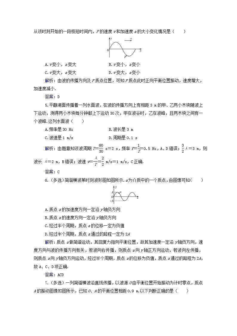 2021年新教材高中物理第三章机械波第二节机械波的描述训练含解析粤教版选择性必修第一册第2页