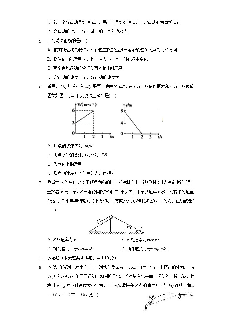 2.1运动的合成与分解 同步练习鲁科版（2019）高中物理必修二第2页