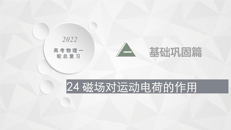 22届高中物理一轮总复习 24　磁场对运动电荷的作用（新高考）课件PPT01