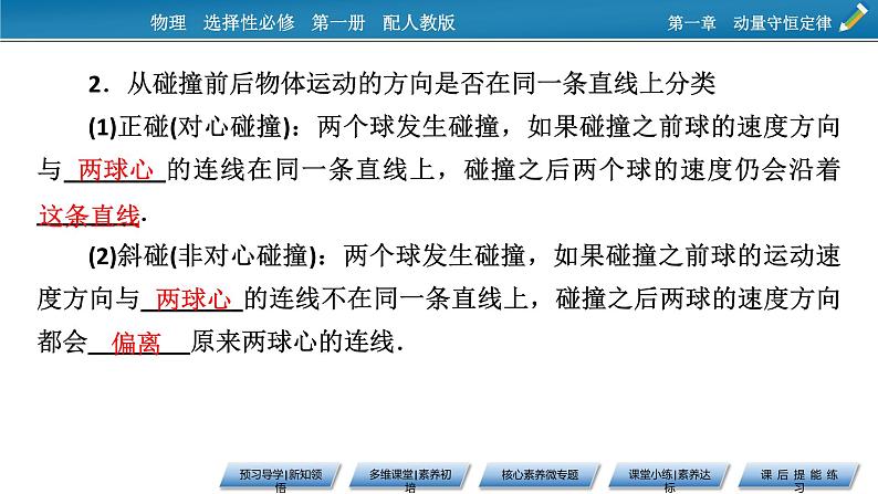 新教材物理人教版选择性必修第一册课件：第1章+5+弹性碰撞和非弹性碰撞06