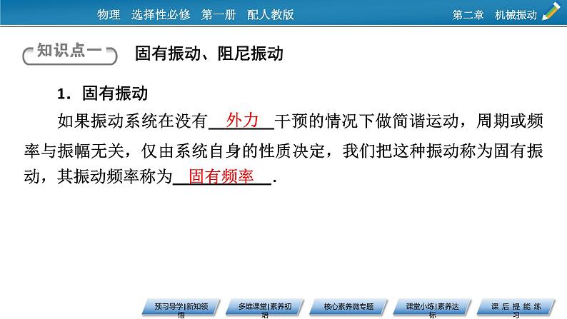 2021-2022学年新教材物理人教版选择性必修第一册课件：第2章+6+受迫振动　共振第5页