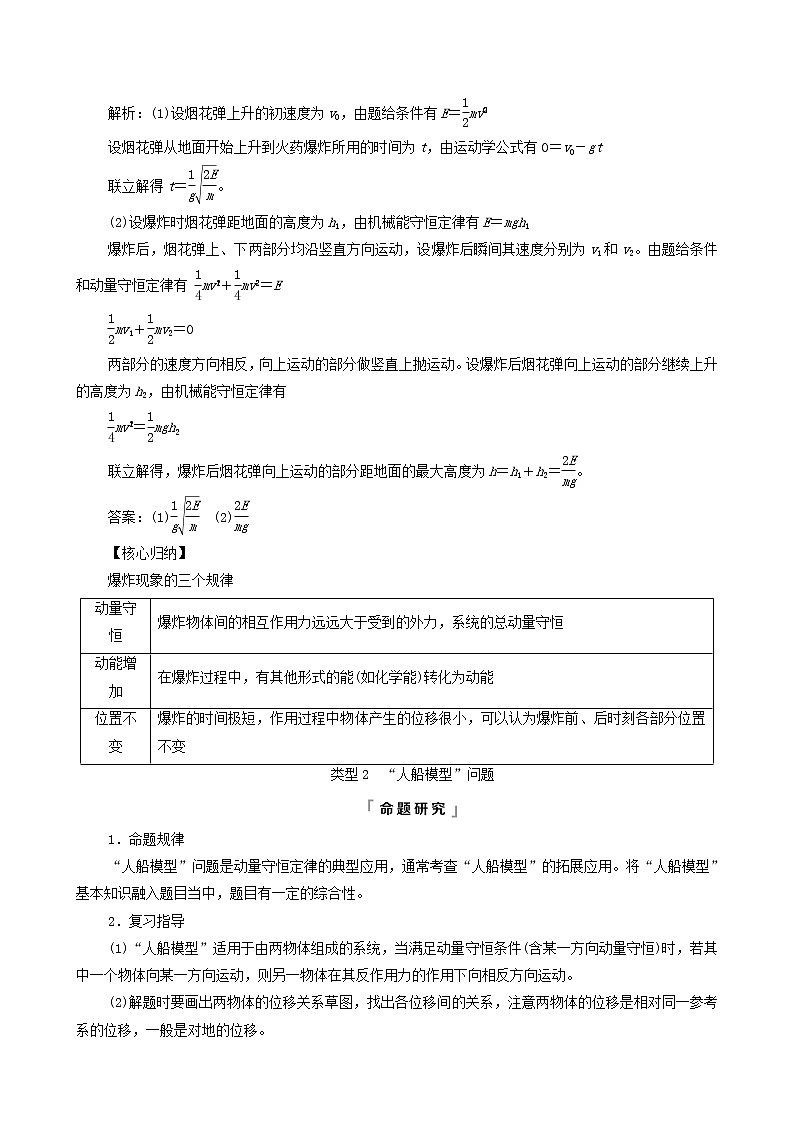鲁科版（新教材）2022版高考一轮复习第9章动量及其守恒定律专题提分课6反冲现象与“人船模型”问题（物理 学案）（教师版）第2页