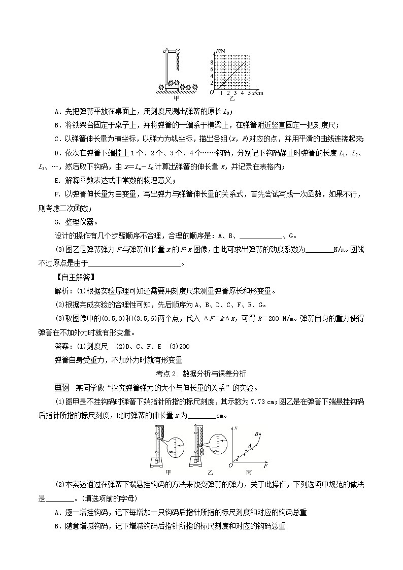鲁科版（新教材）2022版高考一轮复习第2章相互作用实验2探究弹簧弹力的大小与伸长量的关系（物理 学案）（教师版）第2页