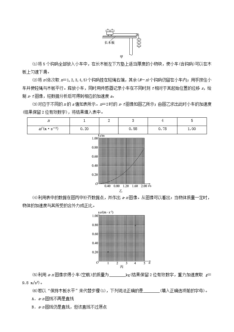 鲁科版（新教材）2022版高考一轮复习第3章运动和力的关系实验4探究加速度与力质量的关系（物理 学案）03
