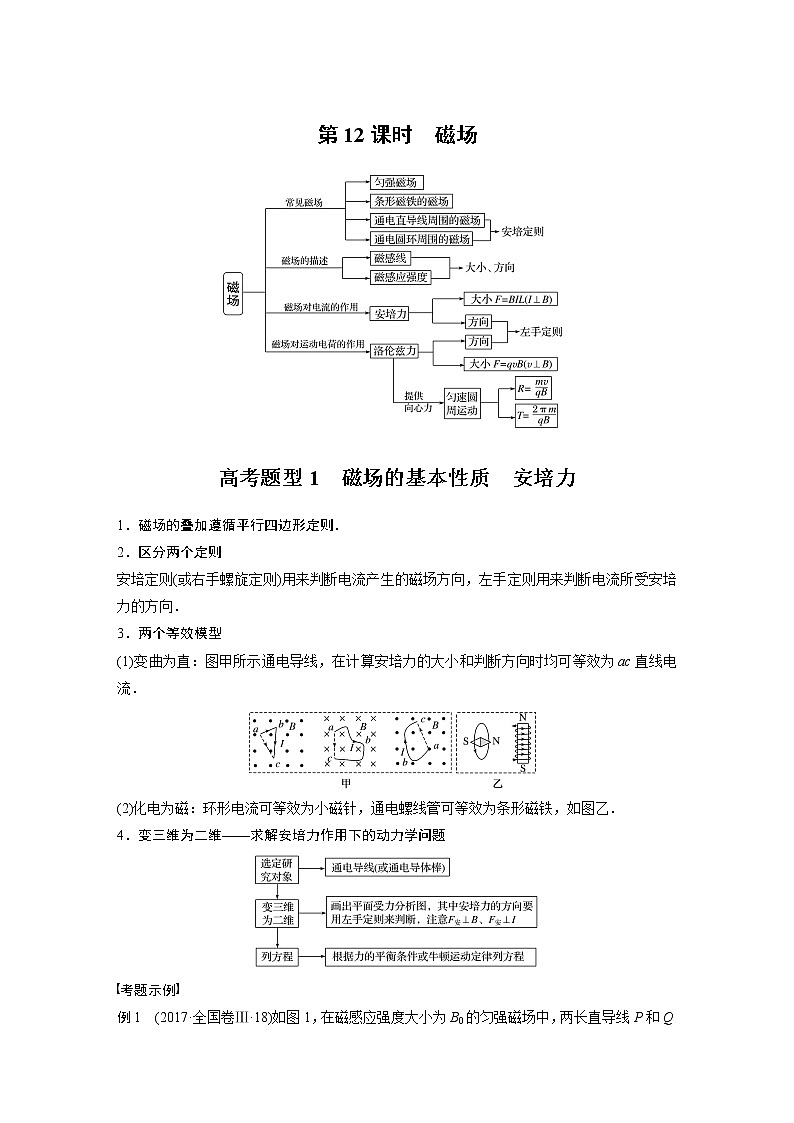 2022届高考物理二轮专题复习学案练习专题三 第12课时 磁场第1页