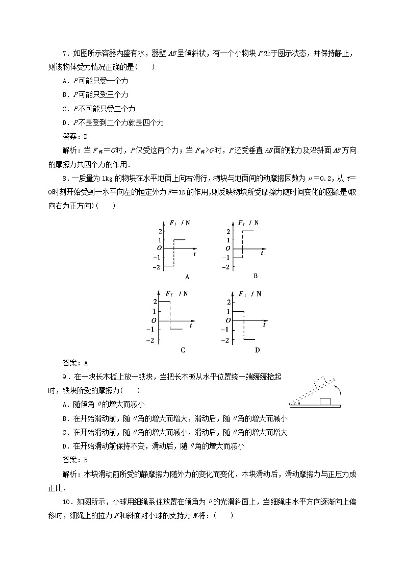 第三章 相互作用   试题B 含答案—【新教材】粤教版（2019） 高中物理必修第一册检测03