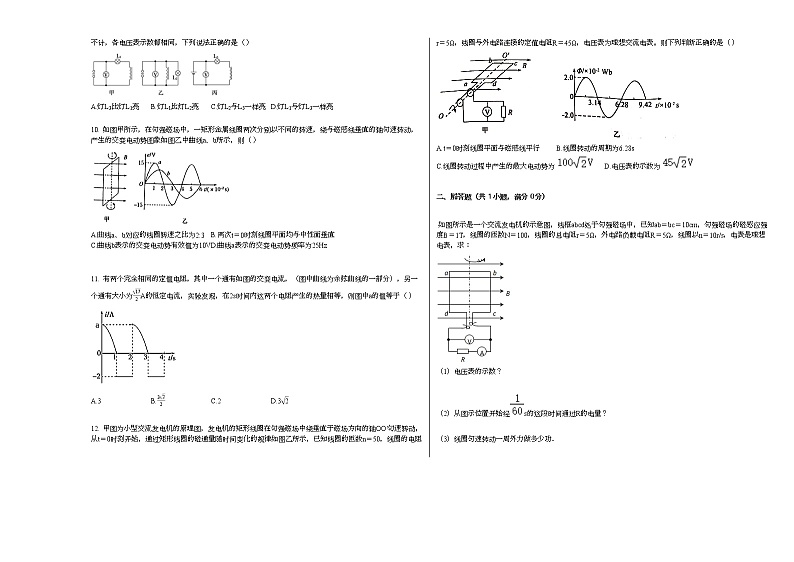 人教版选修3-2《52_描述交变电流的物理量》2021年同步练习卷（1）人教版02