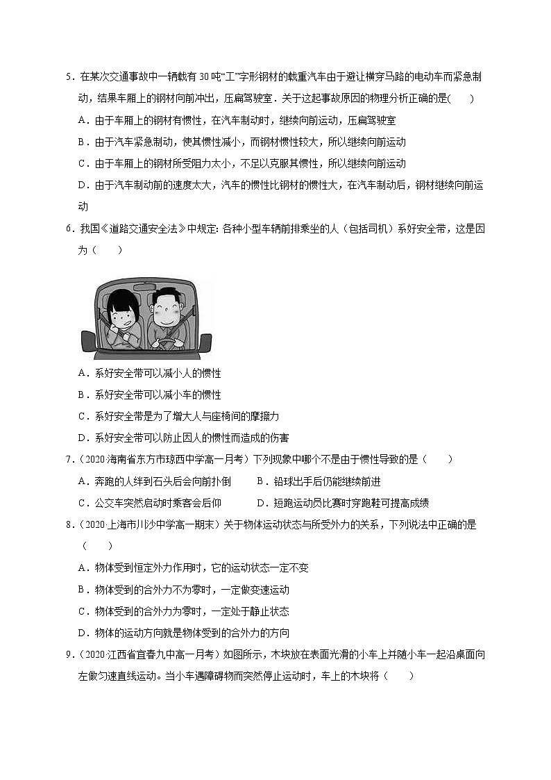 人教版物理必修第一册同步检测：4.1《牛顿第一定律》（解析版+原卷版）02