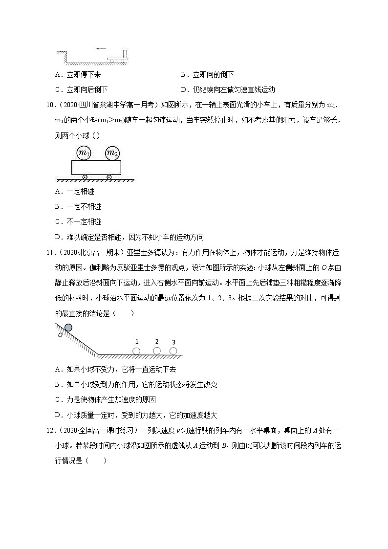 人教版物理必修第一册同步检测：4.1《牛顿第一定律》（解析版+原卷版）03