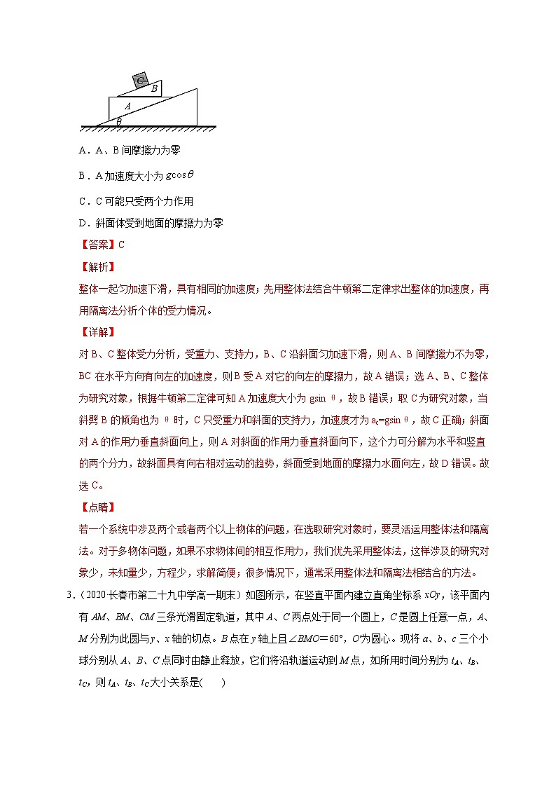 人教版物理必修第一册同步检测：第4章《综合测试》（解析版+原卷版）02