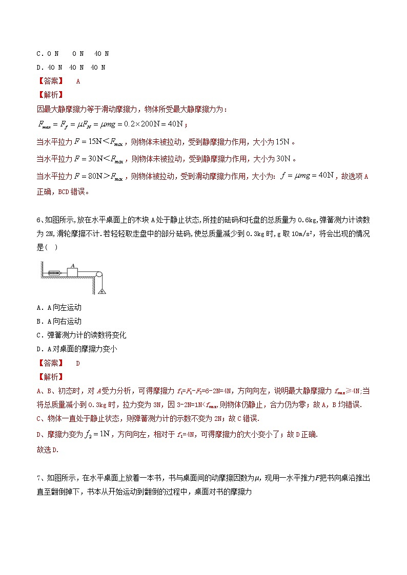 人教版物理必修第一册：3.2《 摩擦力》练习（解析版+原卷版）03