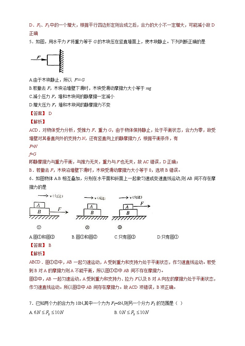 人教版物理必修第一册：第三章《相互作用—力》章末复习（解析版）第3页