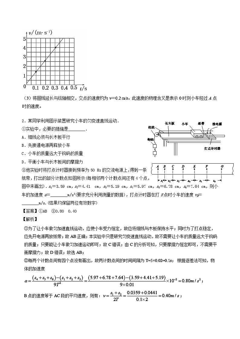 人教版物理高中二轮复习专题试卷练习——第四讲《练习使用打点计时器 研究匀变速直线运动》第2页