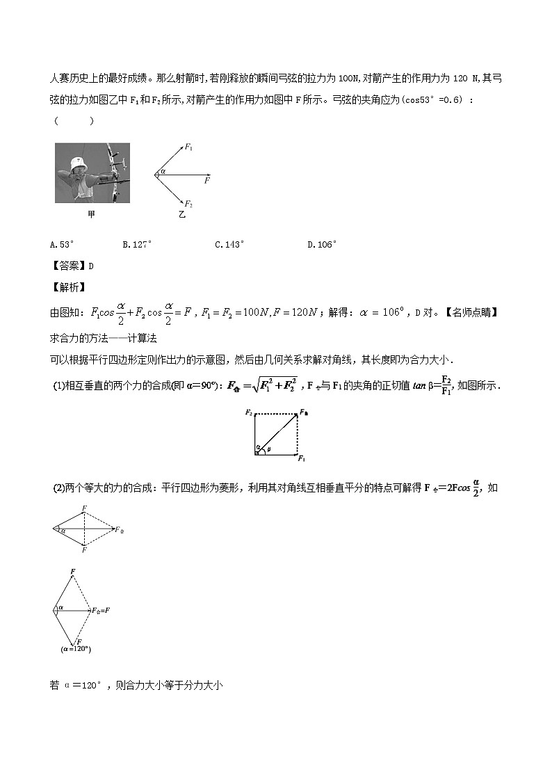人教版物理高中二轮复习专题试卷练习——第六讲《共点力的合成与分解》第3页