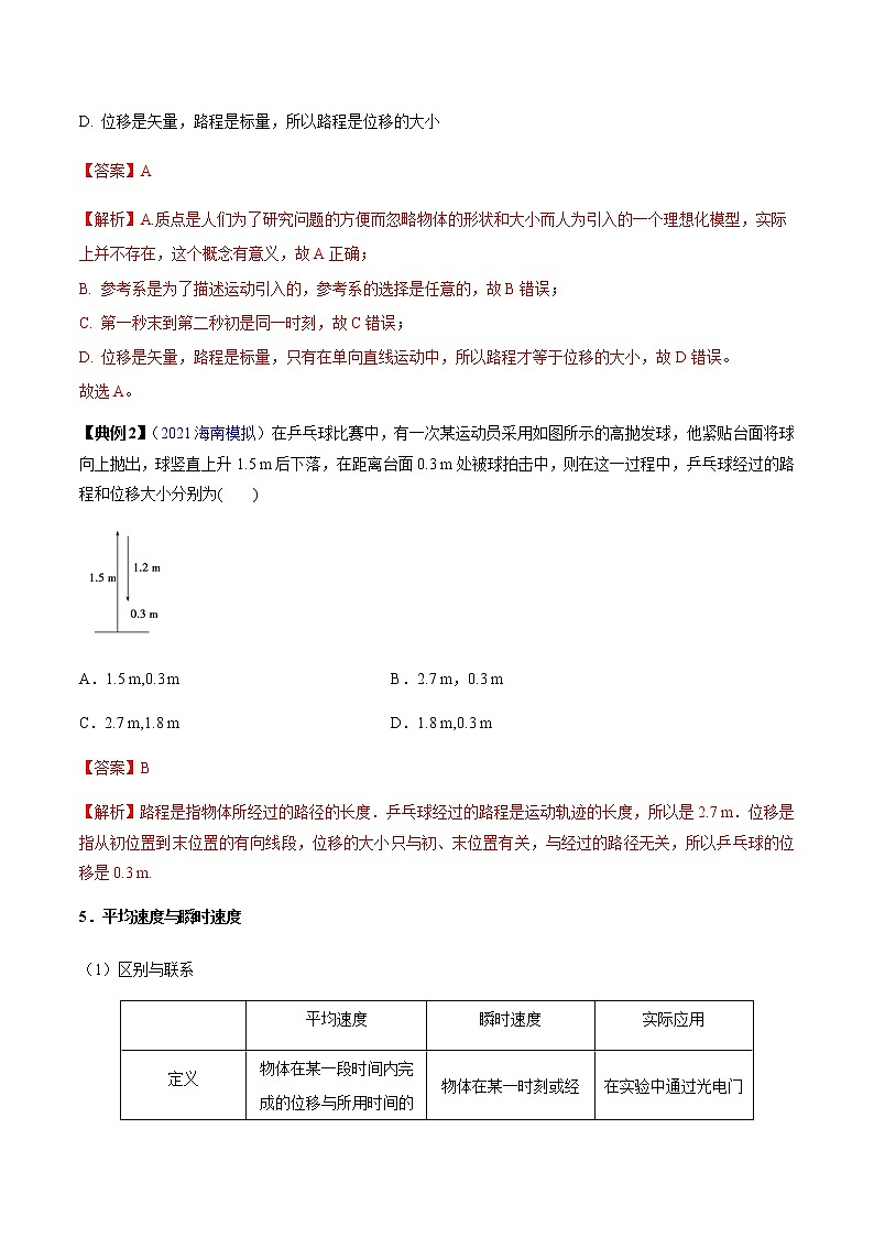 专题1.1 运动的描述 匀变速直线运动的规律【讲】-2022年高考物理一轮复习讲练测03